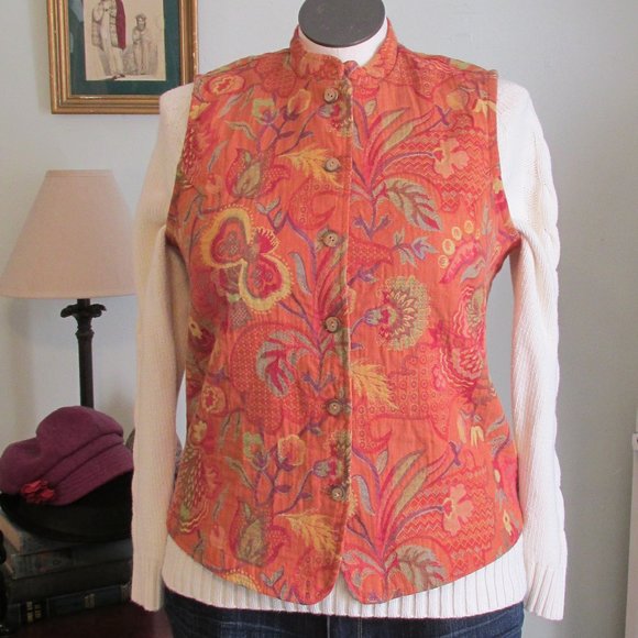 Orange Paisley Fall Vest - Picture 1 of 4